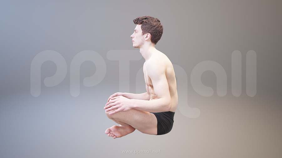 逼真的正在打坐僧人3D模型PPT素材下载
