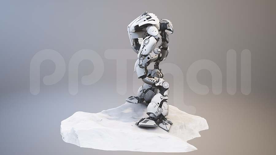 科幻的金属感机器人3D PPT模型素材下载
