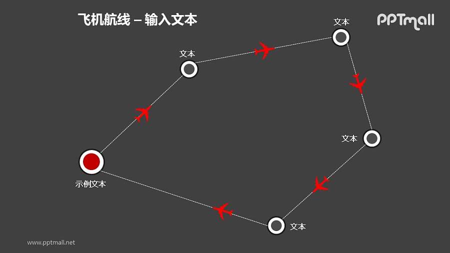 飞机航线循环关系PPT模板素材