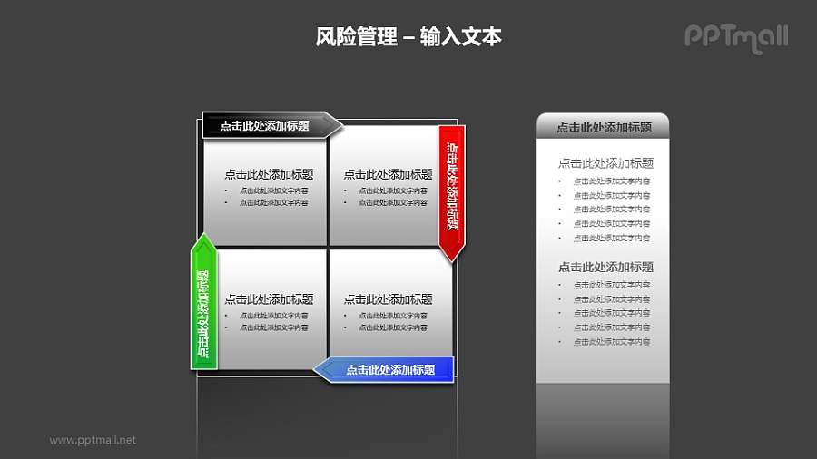风险管理之四部分矩阵图PPT模板素材