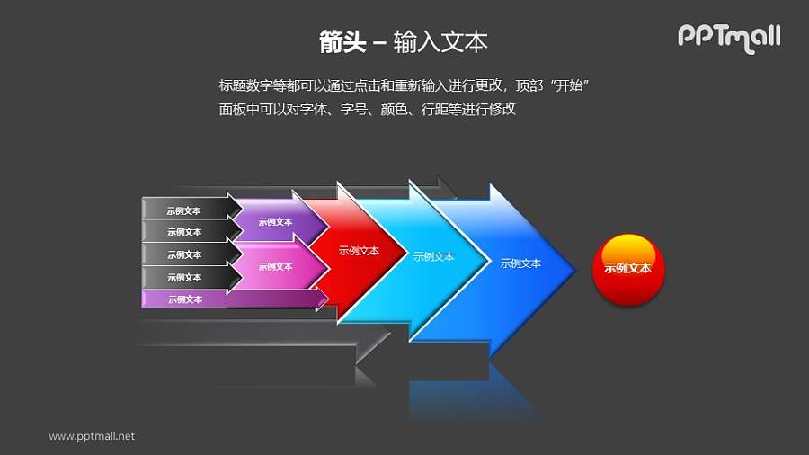 多个箭头递进关系PPT模板素材（1）