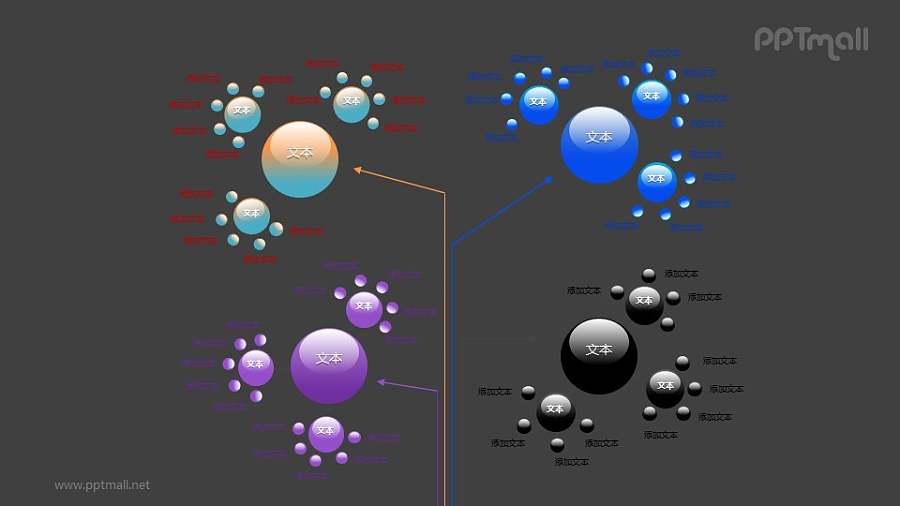4个气泡圆球并列关系PPT模板素材（1）