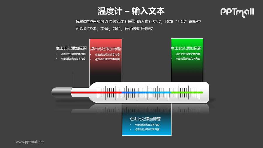 体温计三段结构说明PPT模板素材