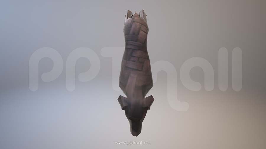 木质纹理的3D狗狗PPT模型素材