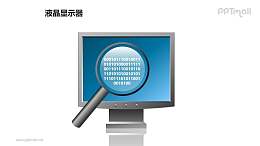 放大镜+液晶显示器PPT模板素材