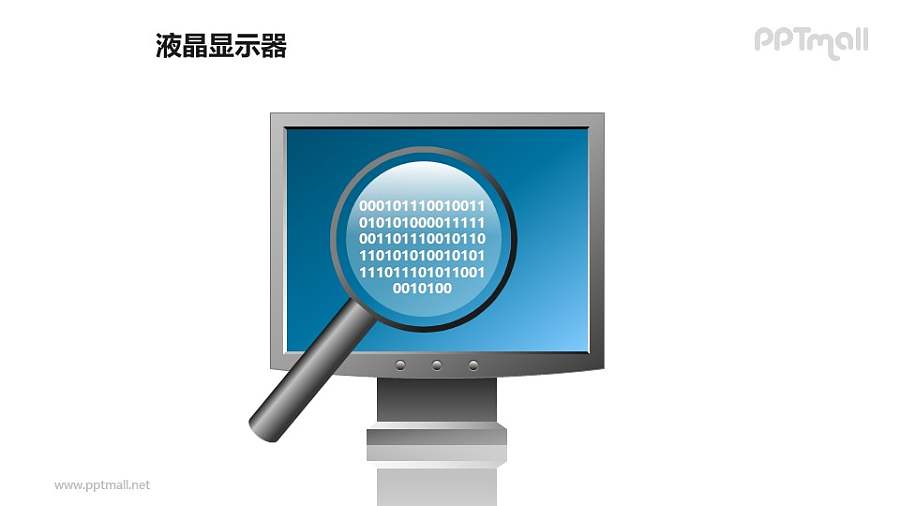 放大镜+液晶显示器PPT模板素材