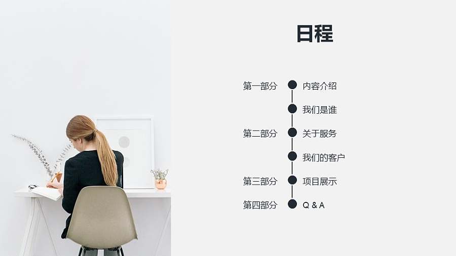 简约大气清新的PPT目录模板