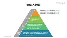 带文字说明的4层金字塔图示PPT模板素材