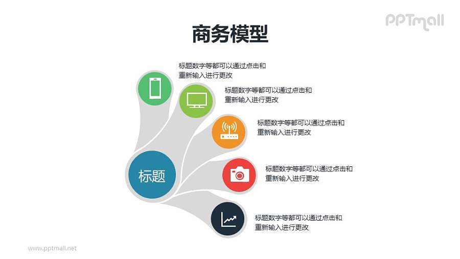 总分关系的商务模型PPT素材模板