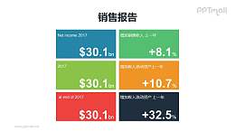 6部分数据展示PPT模板素材下载