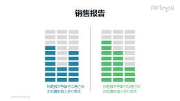 2组点阵组成的柱状图对比关系PPT素材模板