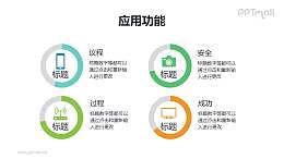 4组带图标说明的圆环图PPT素材模板