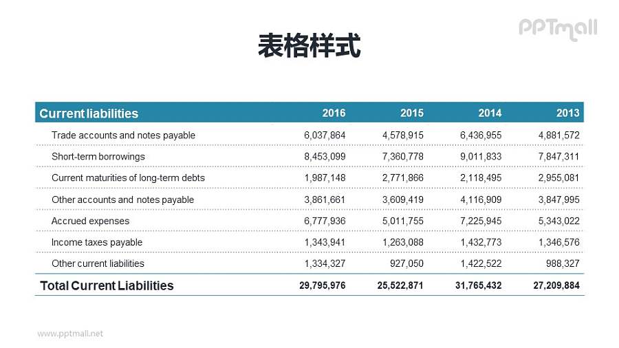 极简主义风格的表格PPT模板素材下载