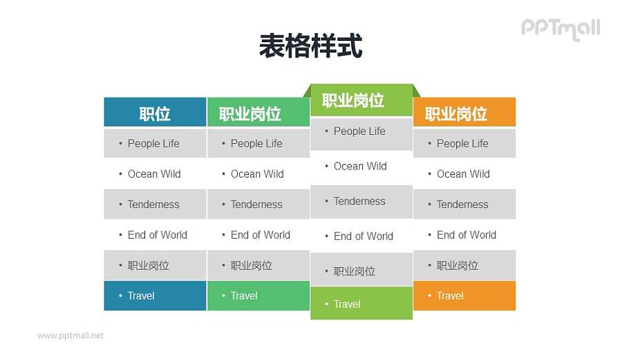 表头微立体的PPT表格模板下载