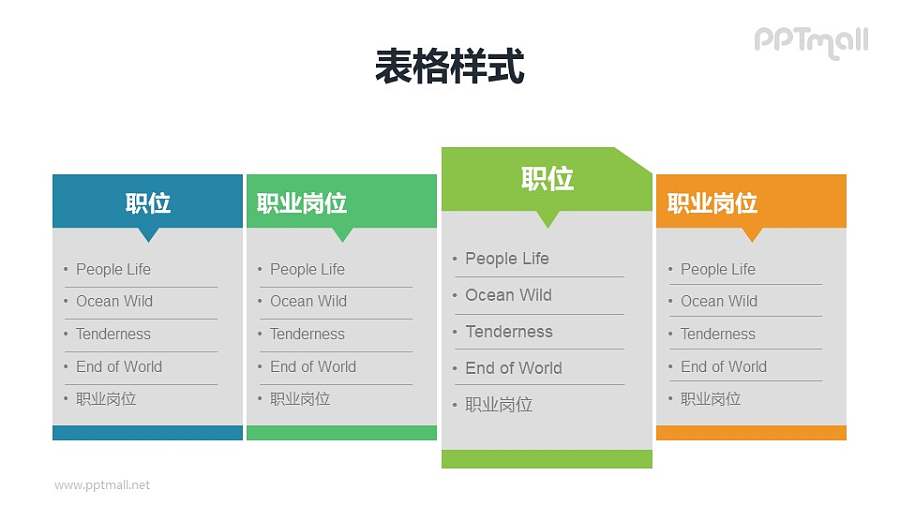 突出某部分的表格PPT模板素材下载