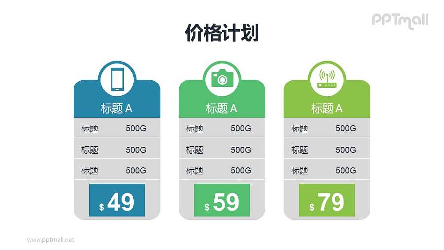 3部分并列关系的表格PPT模板下载