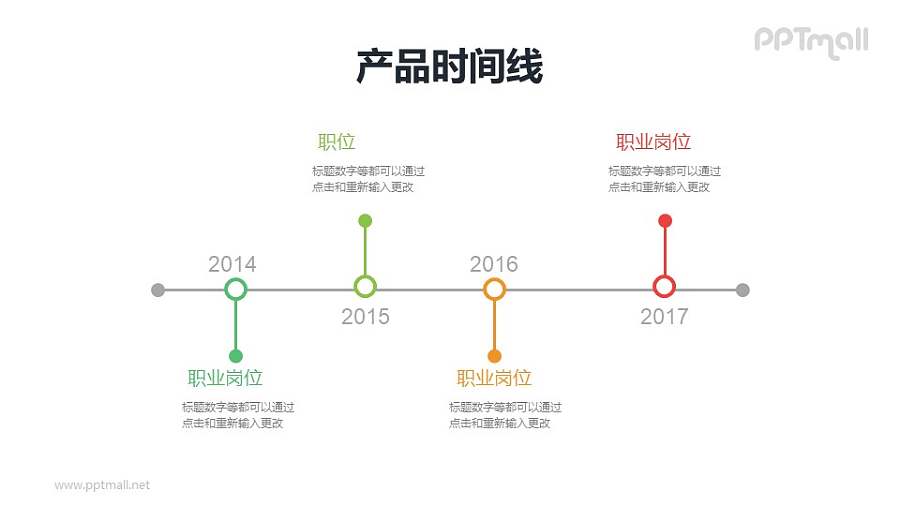 线条组成的时间轴PPT素材下载