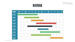 彩色进度条的甘特图PPT模板素材下载