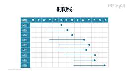 线条形的甘特图PPT模板素材下载