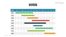 多彩色的甘特图PPT模板素材下载