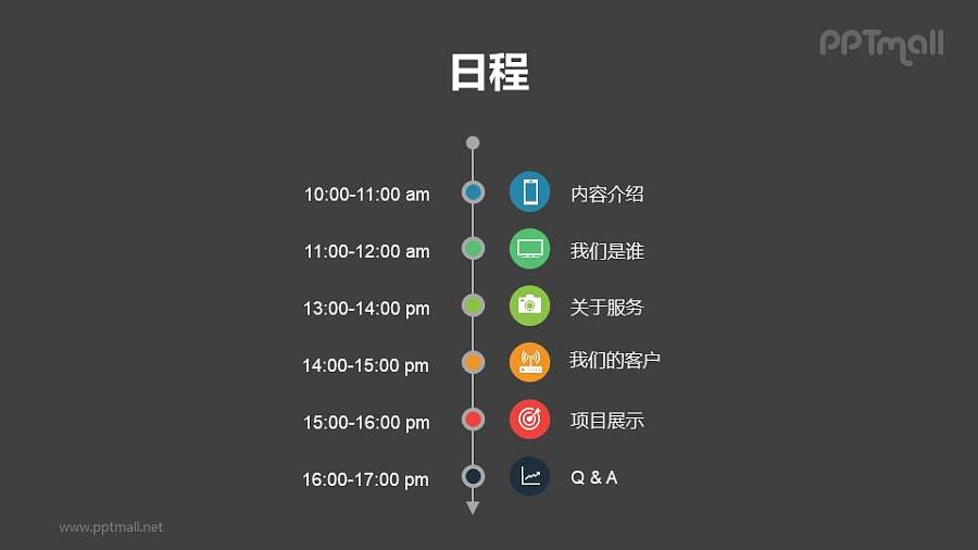 简约的纯文字居中PPT目录模板