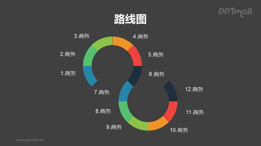 S型递进关系PPT模板素材