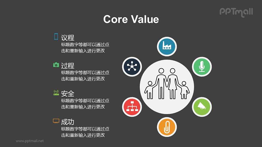 4部分文字要点列表PPT模板下载