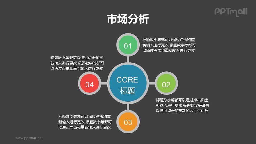 4部分卫星型的总分关系项目列表PPT素材下载