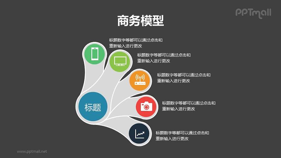 总分关系的商务模型PPT素材模板