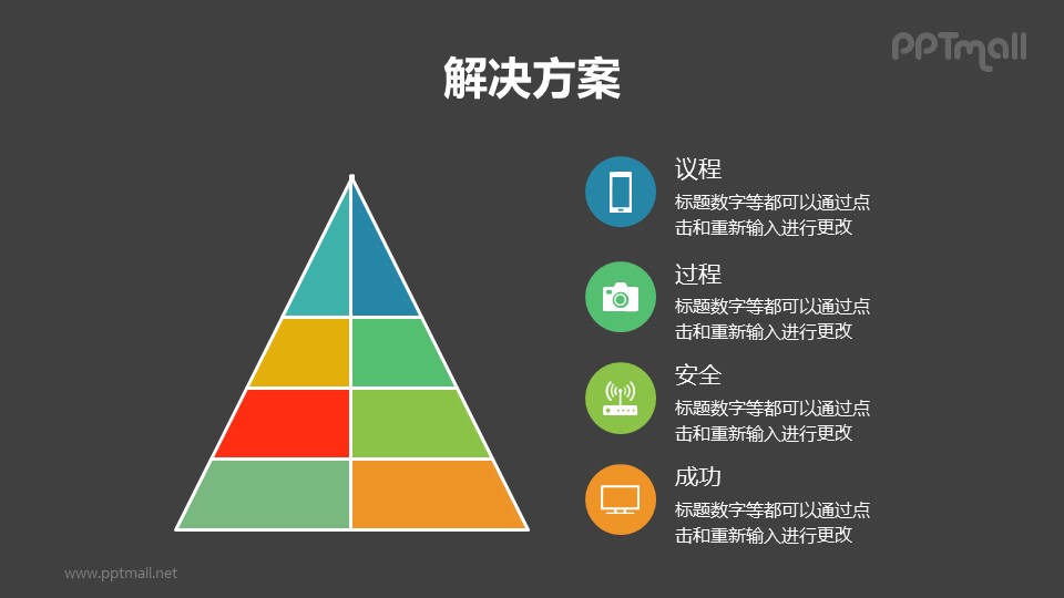 4部分金字塔結(jié)構(gòu)文字說(shuō)明PPT模板素材下載