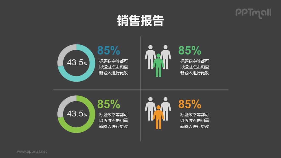 餅圖+圖示組合的大數(shù)據(jù)分析PPT模板素材下載