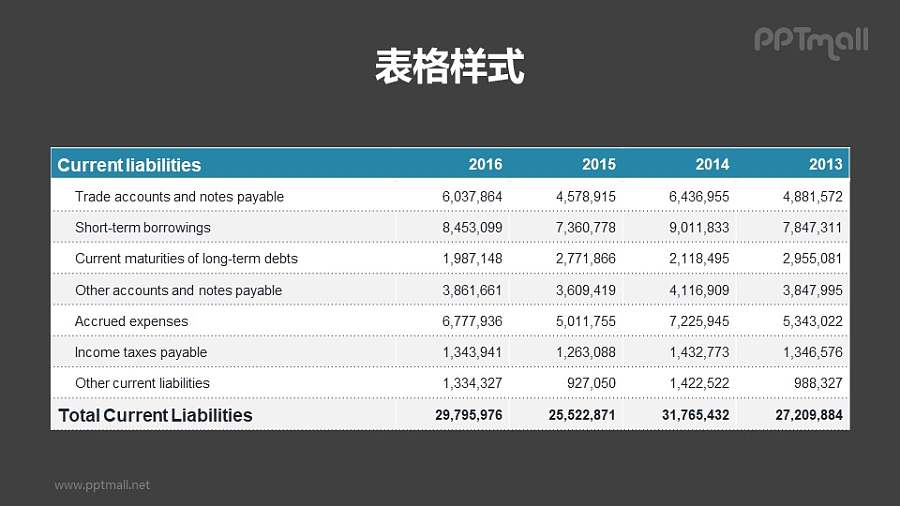 简约清晰的表格PPT模板素材下载