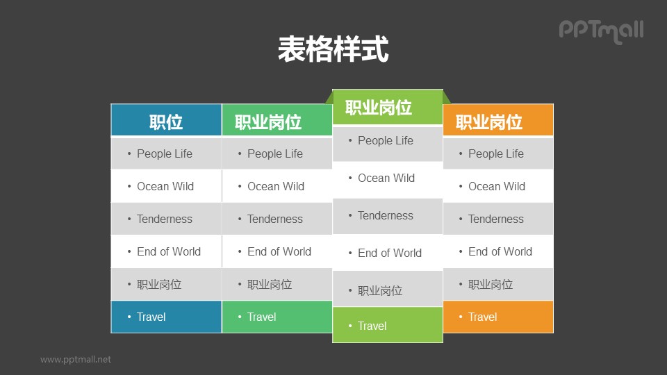 表頭微立體的PPT表格模板下載