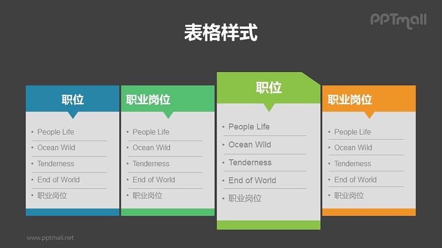突出某部分的表格PPT模板素材下载