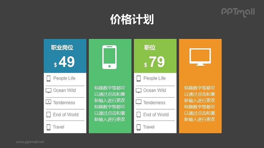 价格计划表格PPT模板下载