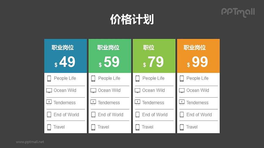 价格计划表/职位描述表PPT模板下载