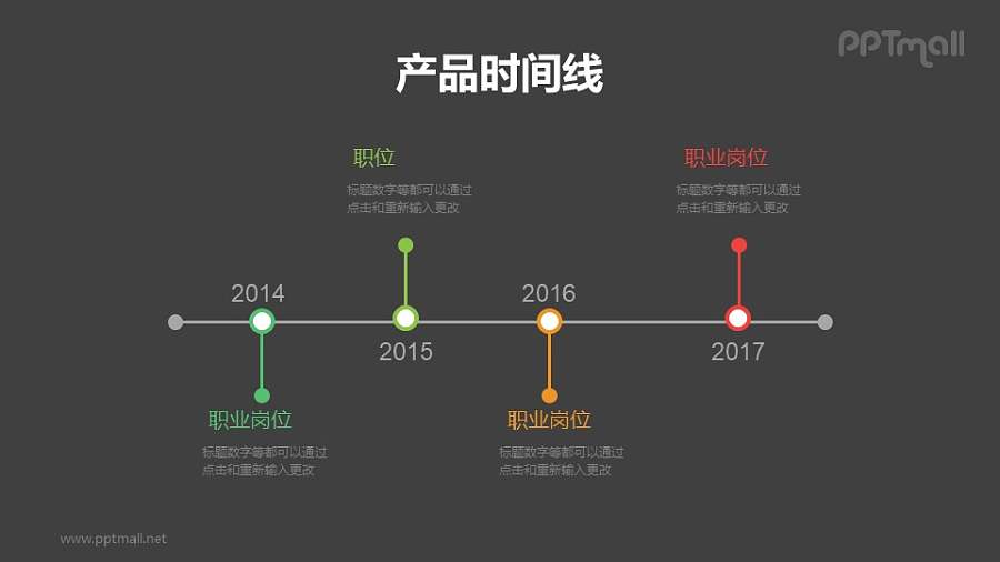 线条组成的时间轴PPT素材下载