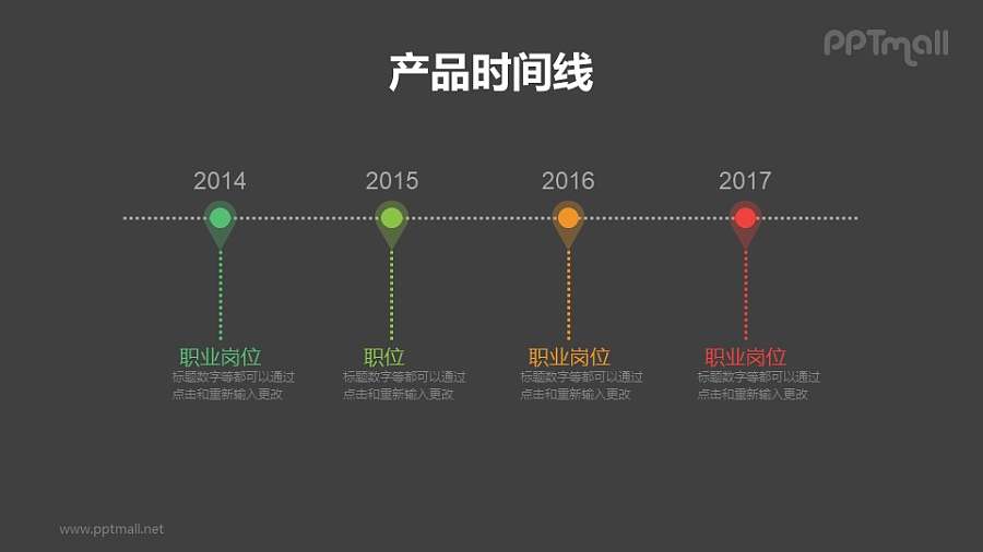 精致的工作经历/产品时间线/时间轴PPT素材下载