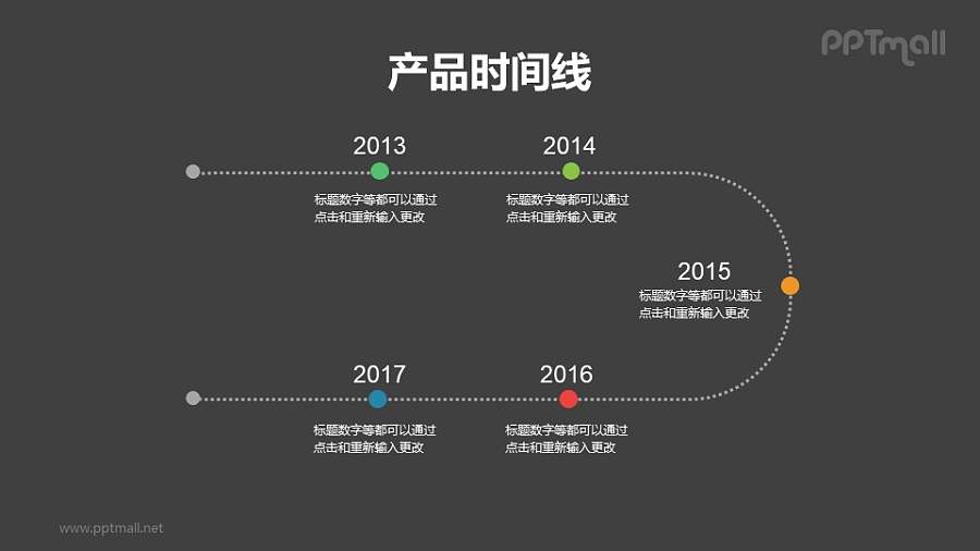 弧形的时间轴PPT素材下载