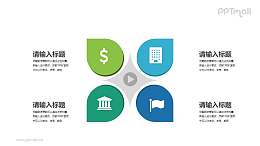 树叶状4部分要点列表PPT素材下载