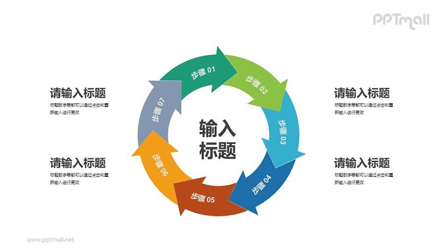 7部分箭头循环逻辑关系PPT素材下载