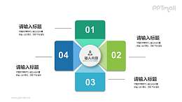 好看的扁平化4部分总分关系PPT图示素材下载