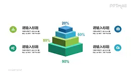 4層立體金字塔PPT素材下載