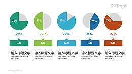 由不同饼图组成的列表PPT素材下载