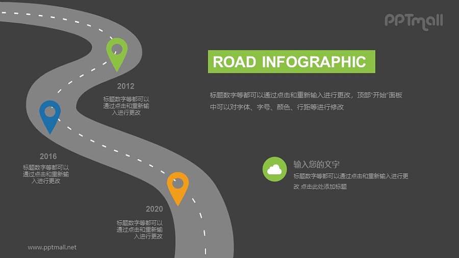 模拟公路的时间轴PPT素材