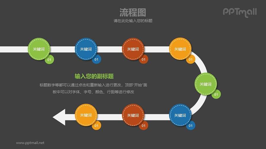 弧形时间轴PPT素材