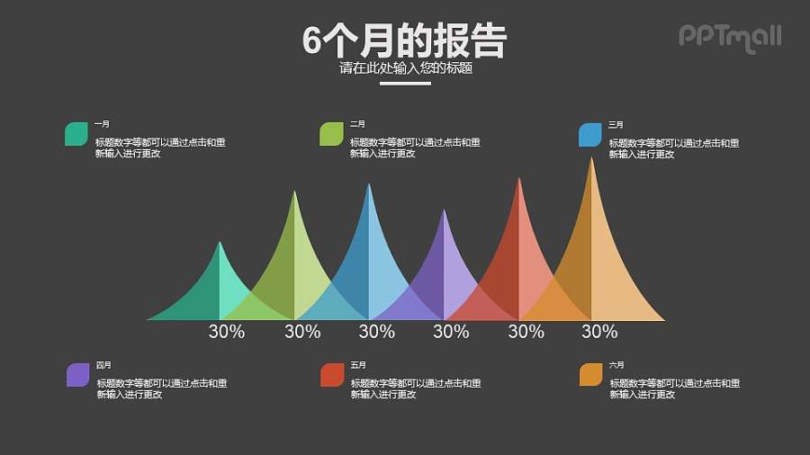 个性的锥形创意柱状图PPT模板素材