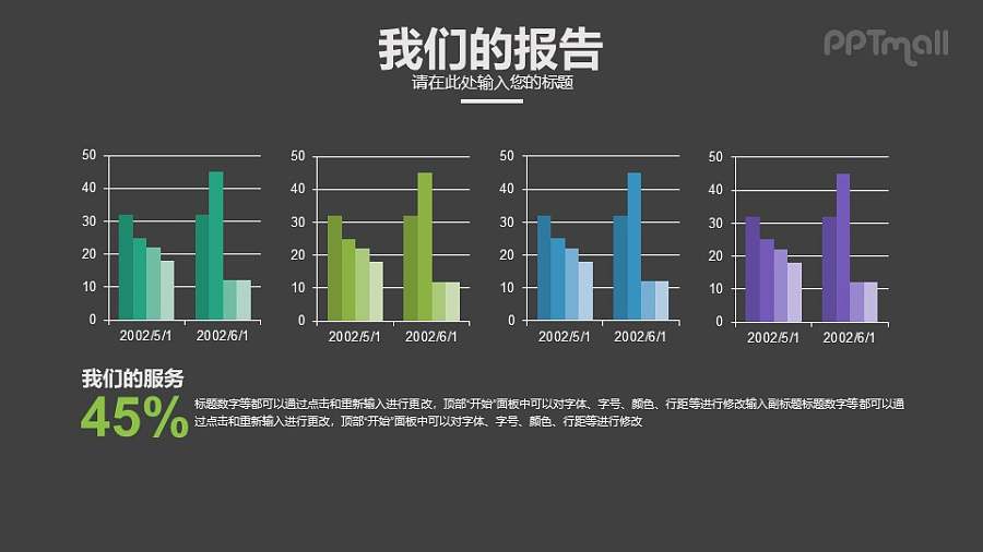 多组柱状图排版PPT下载