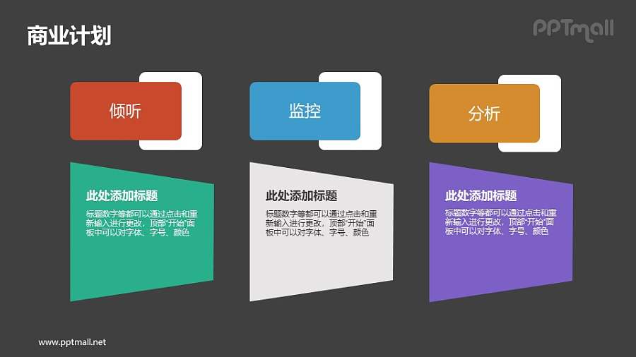 由视窗形状组成的商业计划要点列表PPT素材下载