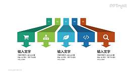 折纸风的5部分目录导航PPT素材下载